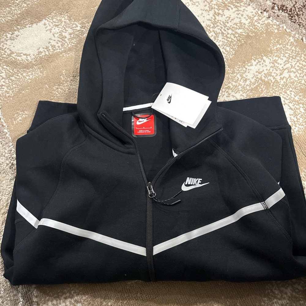 Nike Black Zip-Up Hoodie with White Details